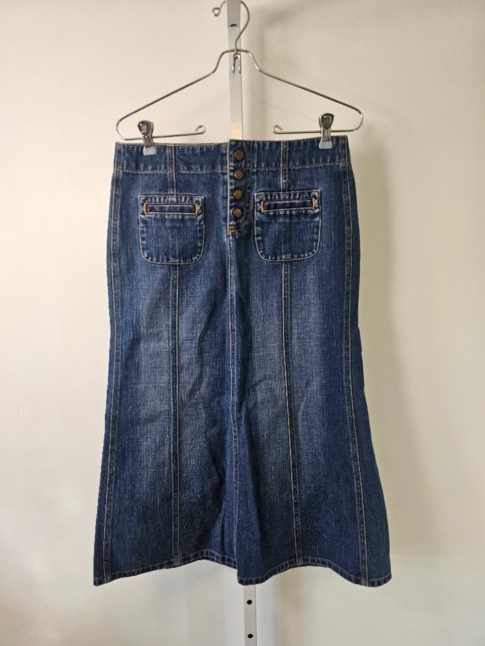 Vintage Gap Denim Skirt Y2K Midi Blue Grunge A-line 2